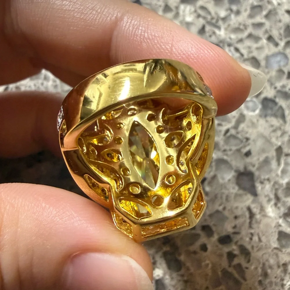 NOS Vintage SETA Yellow CZ Gold Plated Ring Size 8 - Picture 4 of 5